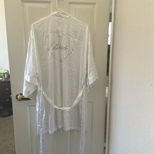 Victorias Secret I DO white bride robe with waist tie and pockets
